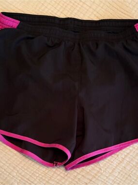 Nike Black Women's Athletic Shorts with Hot Pink Trim